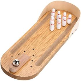 Table Top Mini Bowling Game Set-Tabletop Wooden Board Mini Arcade Desktop Tiny Bowling Shooting Alley Office Desk Stress Relief Gadgets Small Finger T