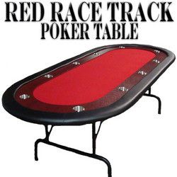 Red Felt Poker Table With Dark Wooden Race Track 84"x42"