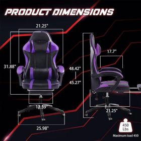 Video Game Chair for Adults, Computer Chair Gaming Chairs for Kids, Adjustable Lumbar Pillow Headrest Office Desk Chair Gamer Chair with Footrest