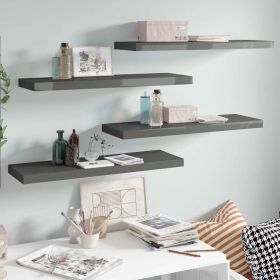 Floating Wall Shelves 4 pcs High Gloss Gray 31.5"x9.3"x1.5" MDF