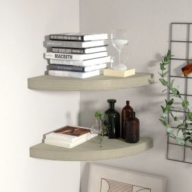 Floating Corner Shelves 2 pcs Oak 13.8"x13.8"x1.5" MDF