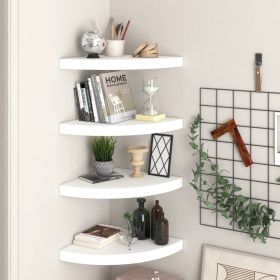 Floating Corner Shelves 4 pcs White 13.8"x13.8"x1.5" MDF