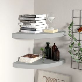 Floating Corner Shelves 2 pcs Gray 13.8"x13.8"x1.5" MDF