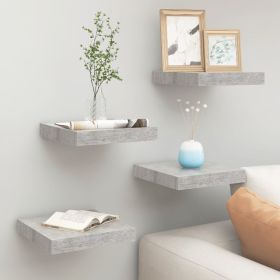 Floating Wall Shelves 4 pcs Concrete Gray 9.1"x9.3"x1.5" MDF