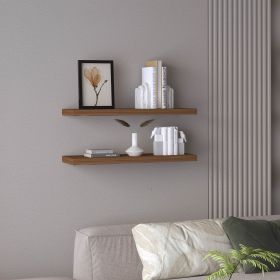 Ecco 31.5" Wide Floating Shelves Set of 2, Shelves for Wall Decor for Bedroom, Bathroom Storage Shelves, Book Shelves for Living Room Mahogany