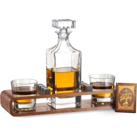 Whiskey Stones Gift Set for Men, Whiskey Decanter Set with Wood Stand, 8 Granite, Great Valentine's Day Gift Ideas