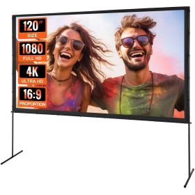 VEVOR Projector Screen with Stand, 120 inch 16:9 4K 1080 HD Outdoor Movie Screen with Stand