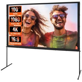 VEVOR Projector Screen with Stand, 100 inch 16:9 4K 1080 HD Outdoor Movie Screen with Stand