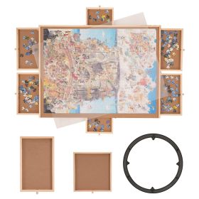 VEVOR 1500 Piece Puzzle Board with 6 Drawers and Cover, 32.7"x24.6" Rotating Wooden Jigsaw Puzzle Plateau, Portable Puzzle Accessories for Adult