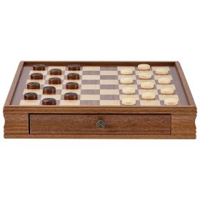 VEVOR Solid Wood Chess Set, 15 inch 2-IN-1 Chess Checkers Game Set, Chess Board Games with Storage Drawer & Weighted Chess Checkers Pieces & 2 Queens