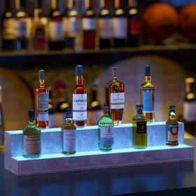 LED Lighted Liquor Bottle Display Shelf, 37 Inch Bar Display Shelf, DIY Illuminated Bottle Shelf with App & Remote Control