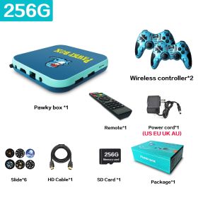 Pawky Box Game Console for PS1/DC/Naomi 50000+ Games Super Console WiFi Mini TV Kid Retro 4K Video Game Player (Bundle: US plug, Color: 256G 50000 Games BG)