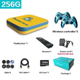 Pawky Box Game Console for PS1/DC/Naomi 50000+ Games Super Console WiFi Mini TV Kid Retro 4K Video Game Player (Bundle: US plug, Color: 256G 50000 Games YB)