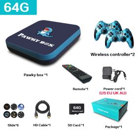 Pawky Box Game Console for PS1/DC/Naomi 50000+ Games Super Console WiFi Mini TV Kid Retro 4K Video Game Player (Bundle: US plug, Color: 64G 33000 Games DBB)