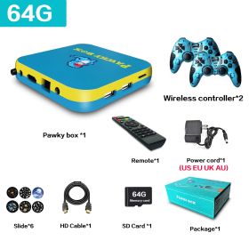 Pawky Box Game Console for PS1/DC/Naomi 50000+ Games Super Console WiFi Mini TV Kid Retro 4K Video Game Player (Bundle: US plug, Color: 64G 33000 Games BY)