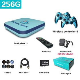 Pawky Box Game Console for PS1/DC/Naomi 50000+ Games Super Console WiFi Mini TV Kid Retro 4K Video Game Player (Bundle: US plug, Color: 256G 50000 Games GB)