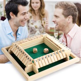 Wooden Shut The Box Dice Game for 1-4 Players (Color: Brown)