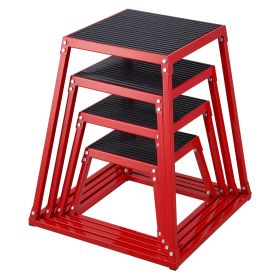 VEVOR Plyometric Jump Boxes, 12/18/24/30 Inch Plyo Box, Platform and Jumping Agility Box (Color: Red, size: 12 inch + 18 inch + 24 inch + 30 inch)